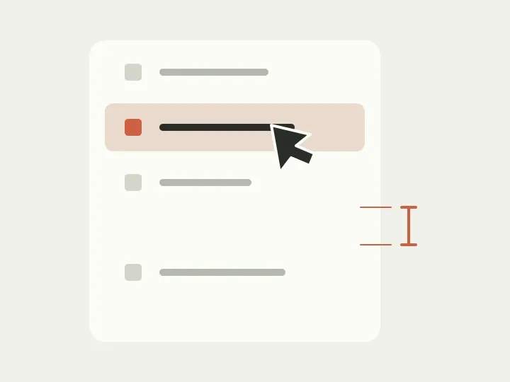 A sidebar with generous click targets and space between groups.