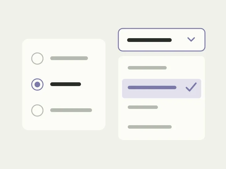 Visible radio options beside an expanded select menu.