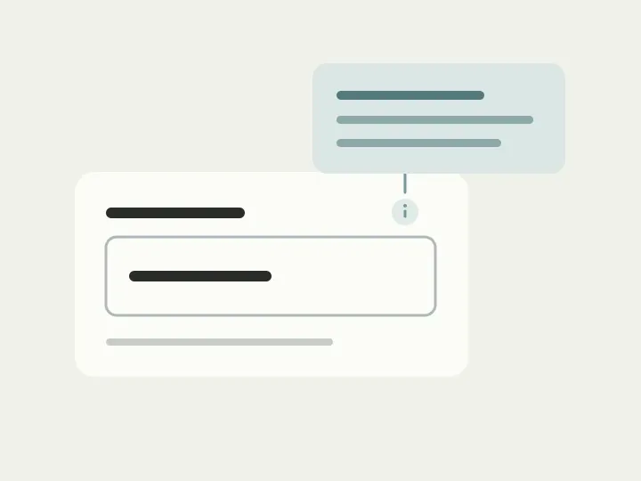 A help bubble connects to the form field it explains.