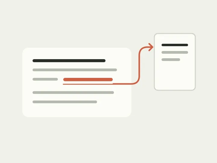 An underlined link in a paragraph connects to its destination document.