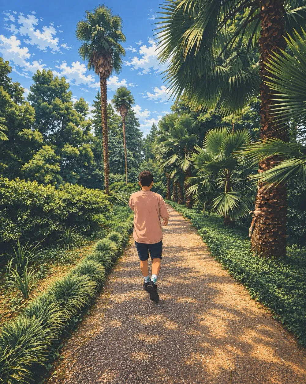 A walk in a garden.
