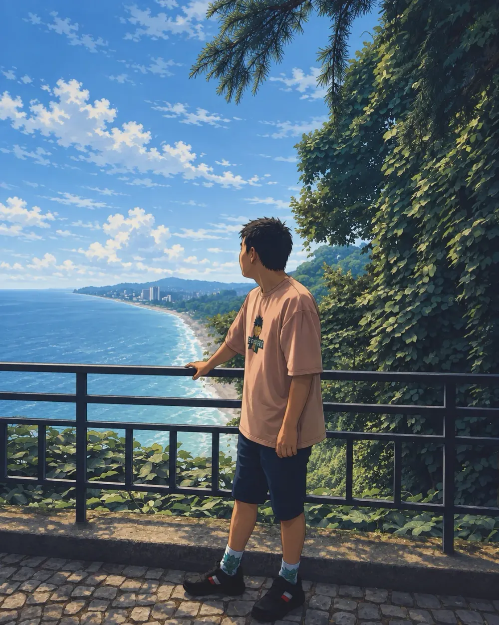 By the sea.